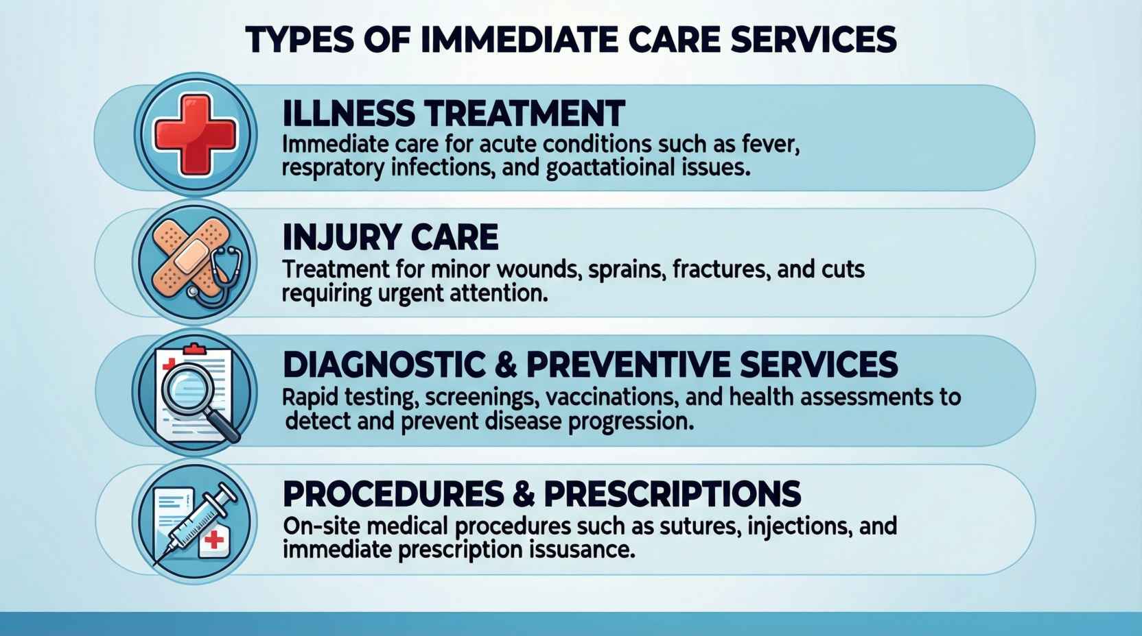Types of immediate care services